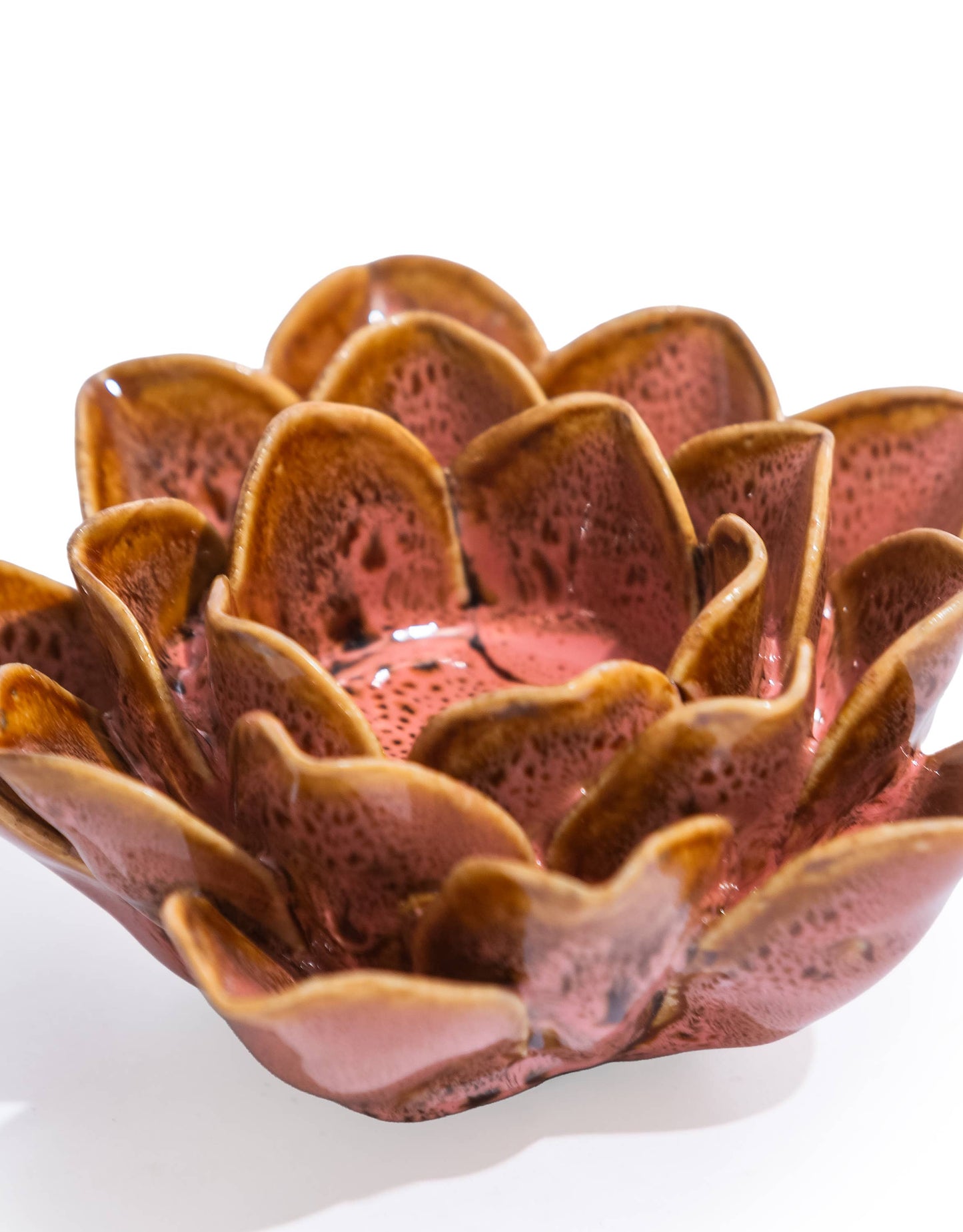 Mottled Pink Floral Ceramic Tealight Holder