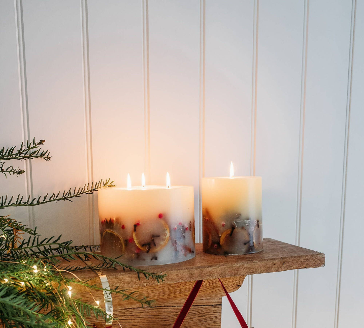 Luxury Handmade Winter Botanical Christmas Single Wick Pillar Candle