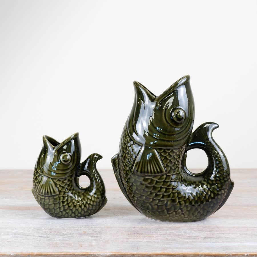 Large Fish Vase/Jug - Dark Green