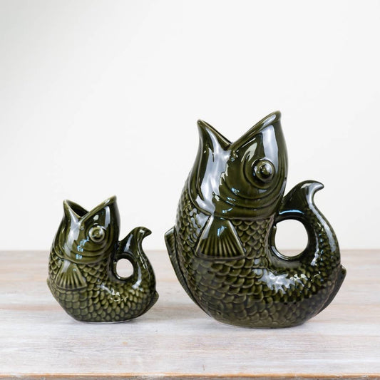 Large Fish Vase/Jug - Dark Green