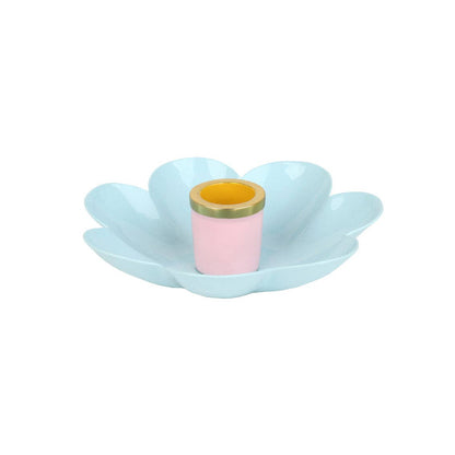 Coloured Enamel Flower Shaped Candle Holders