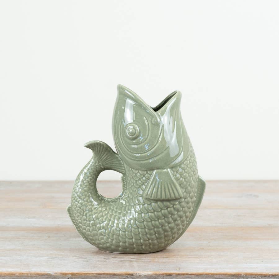 Large Fish Vase/Jug - Sage Green