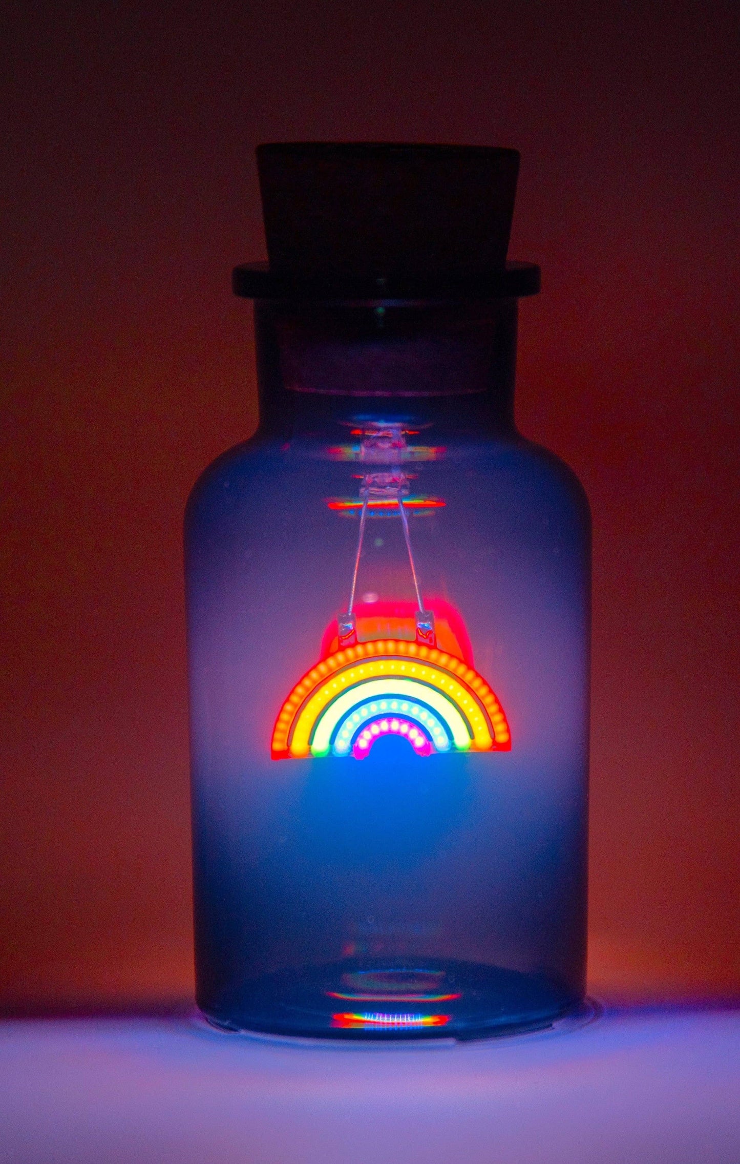 Rainbow Neon Light in Glass Bottle