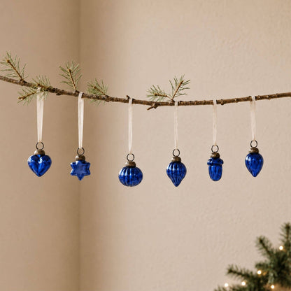 Classic Blue Blown Glass Baubles (Bag of 12)