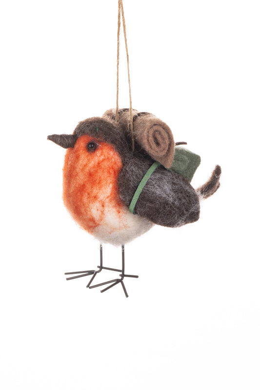 Robin On His Travels Hanging Christmas Decoration