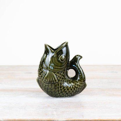 Dark Green Fish Vase - 14.7cm
