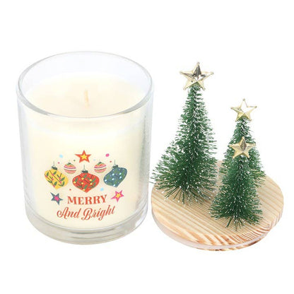 Merry and Bright Cinnamon & Spice Christmas Candle with Tree