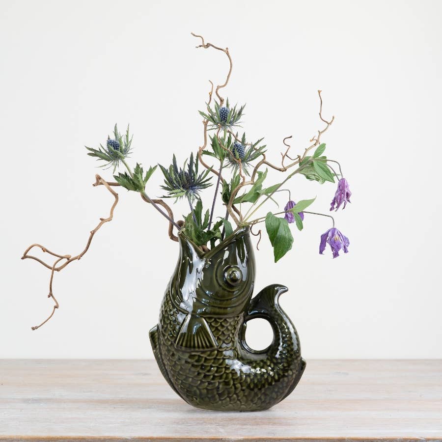 Large Fish Vase/Jug - Dark Green