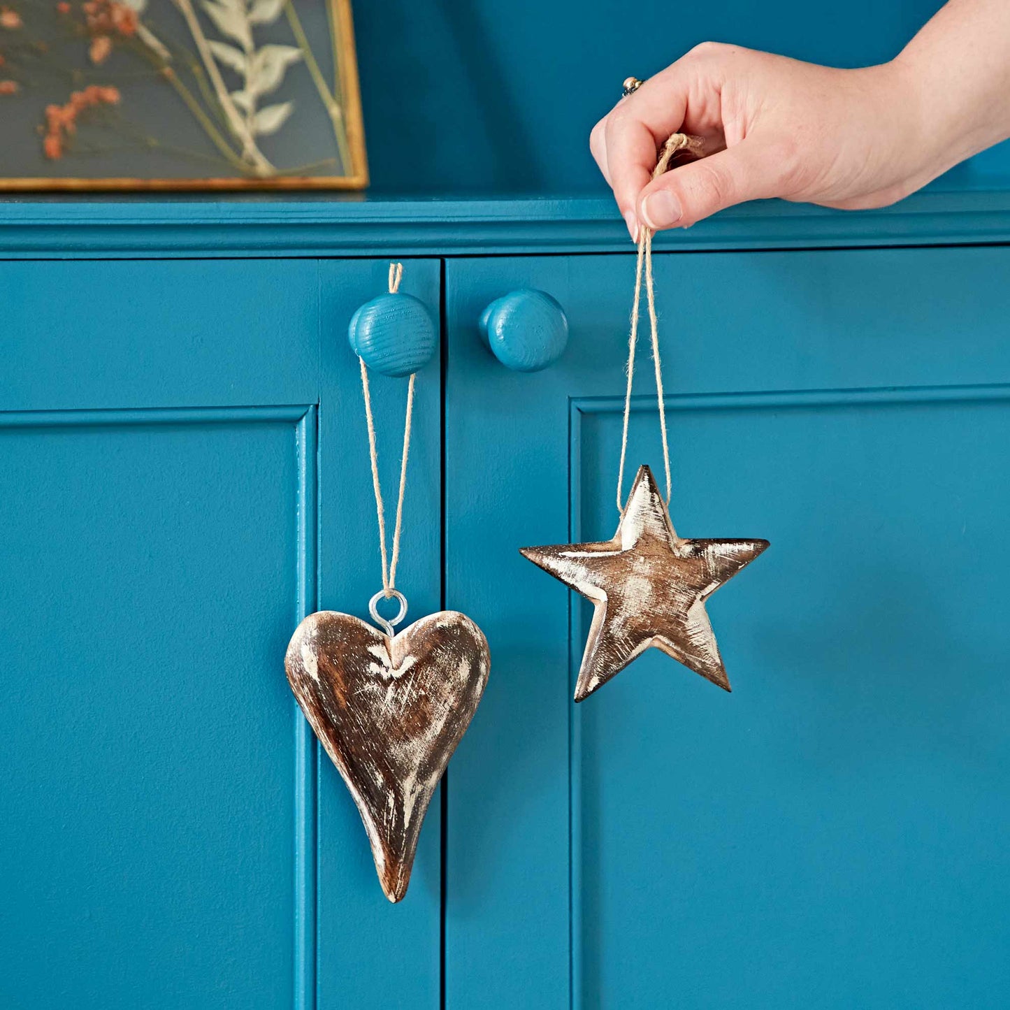 Mango Wood Heart and Star Decorations
