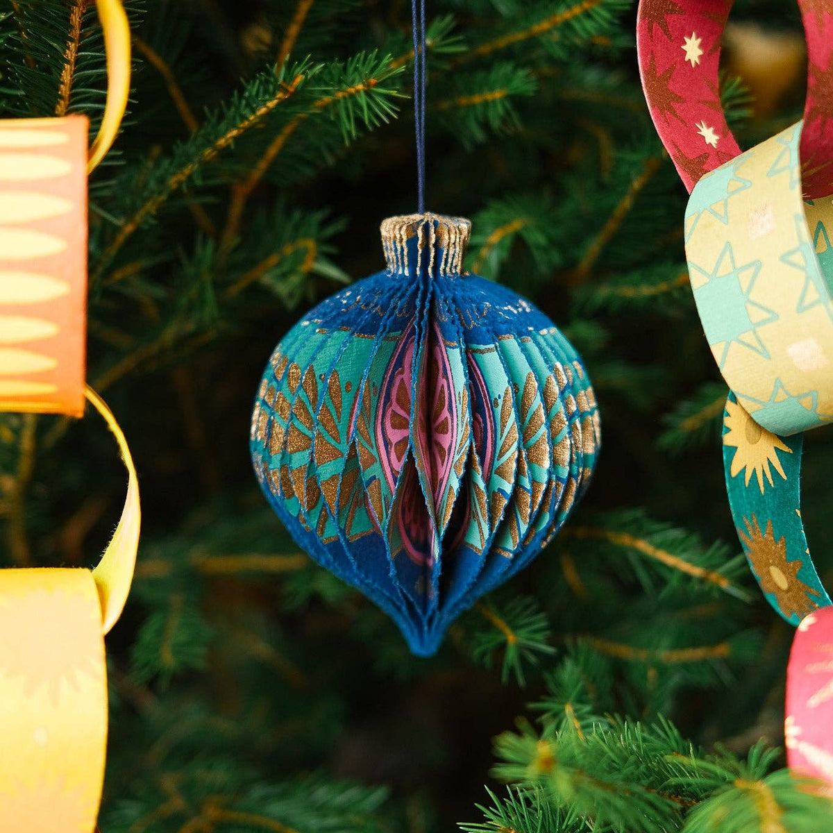 Blue Christmas Honeycomb Bauble