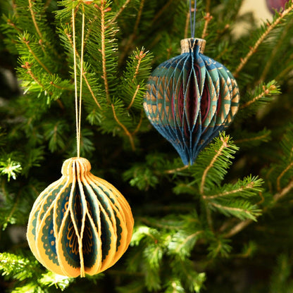 Yellow Christmas Honeycomb Bauble