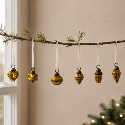 Classic Amber Mouth-Blown Glass Baubles (Bag of 12)