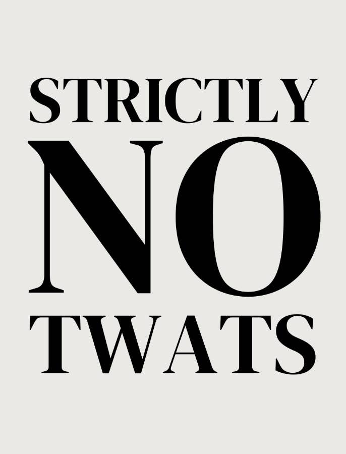 Strictly No T**ts Mini Metal Sign - 9cm x 6.5cm