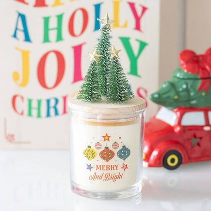 Merry and Bright Cinnamon & Spice Christmas Candle with Tree