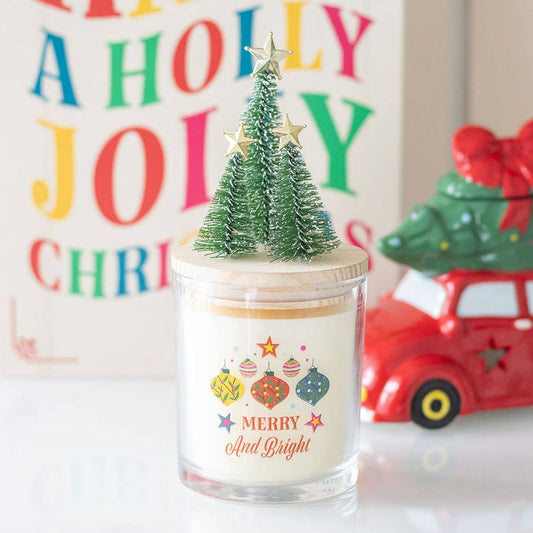 Merry and Bright Cinnamon & Spice Christmas Candle with Tree