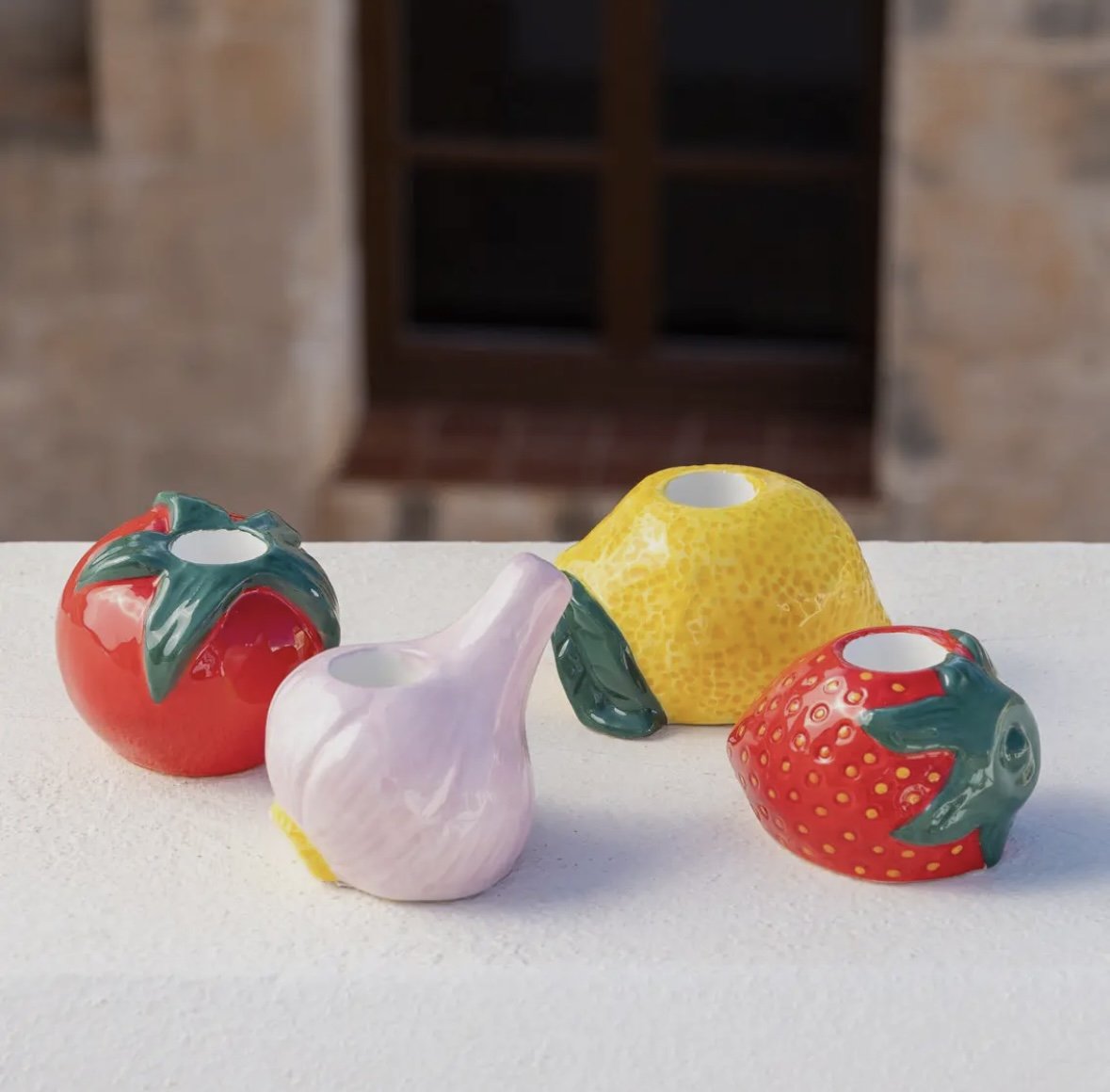Ceramic Strawberry Candle Holder