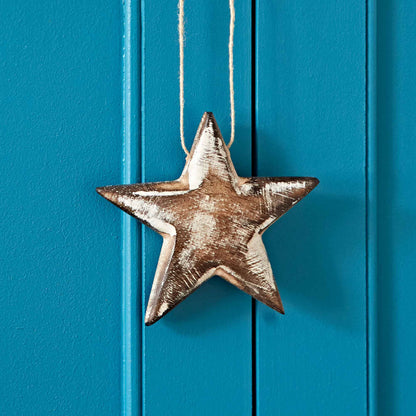 Mango Wood Heart and Star Decorations