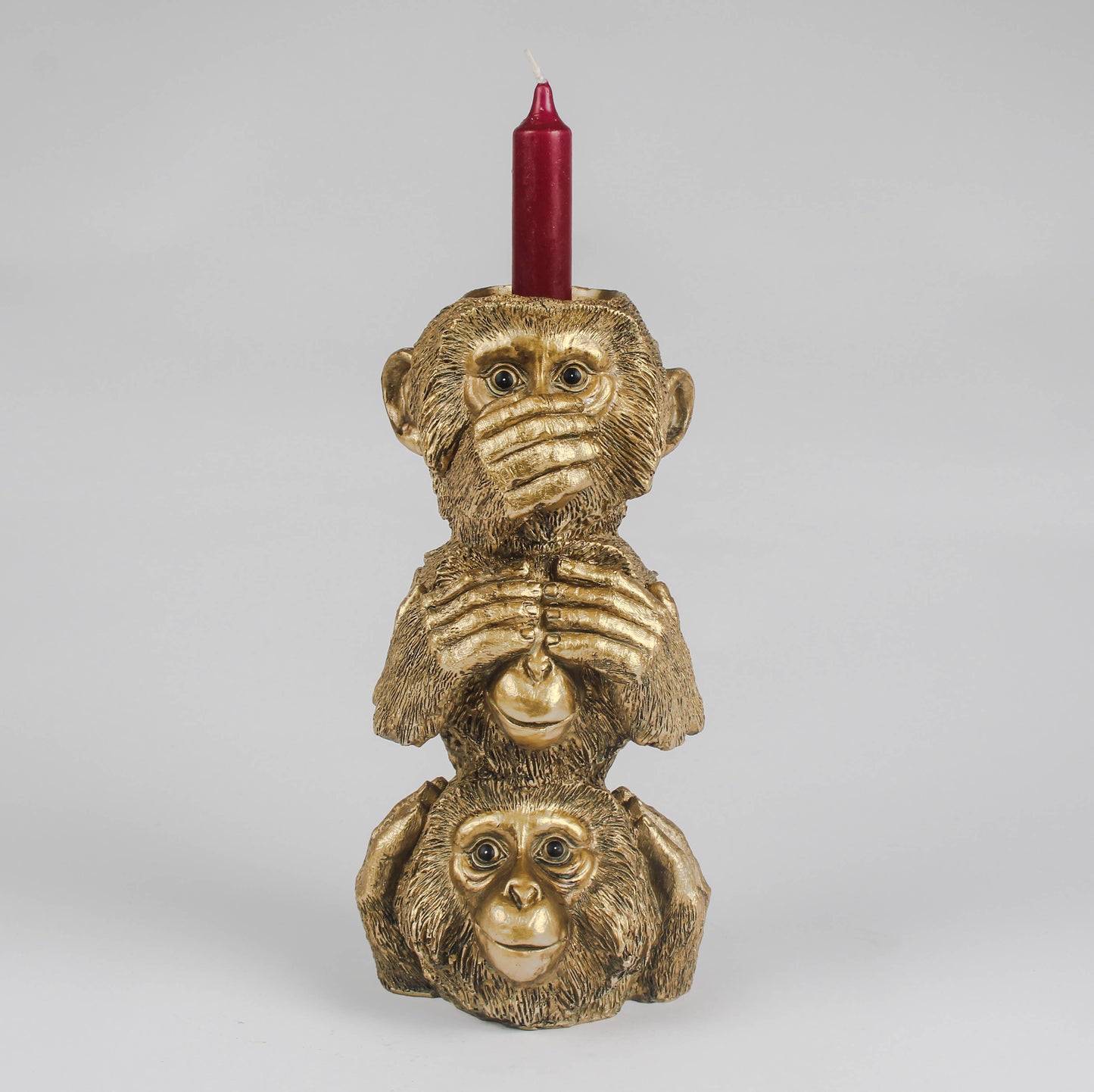 Monkeys Candle Holder - Hear , Speak , See No Evil