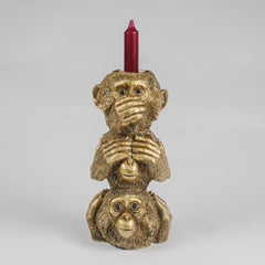 Monkeys Candle Holder - Hear , Speak , See No Evil