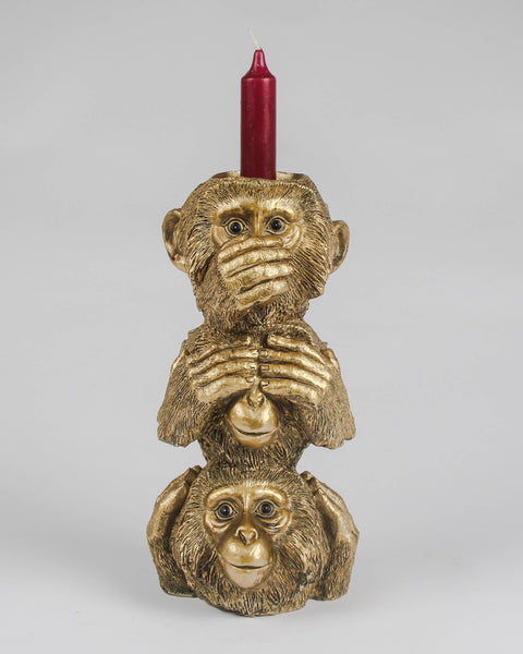Monkeys Candle Holder - Hear, Speak, See No Evil