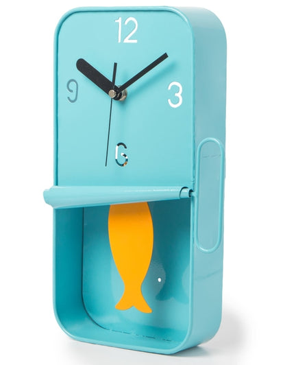 Aquamarine With Yellow Sardine Clock