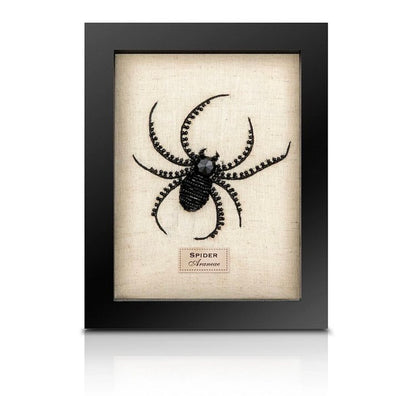 Framed Hand Embroidered Beaded Spider