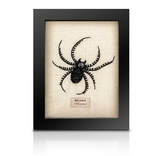 Framed Hand Embroidered Beaded Spider