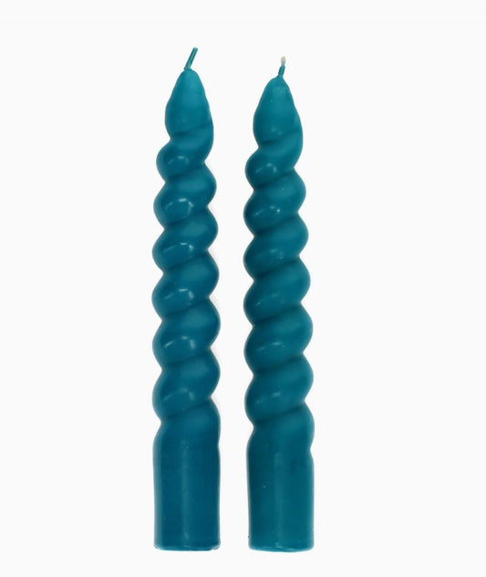 Blue Twisted Candles - Pack Of 2