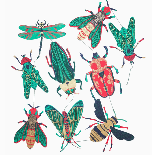 Sewn Vertical Wall Hanging - Insects