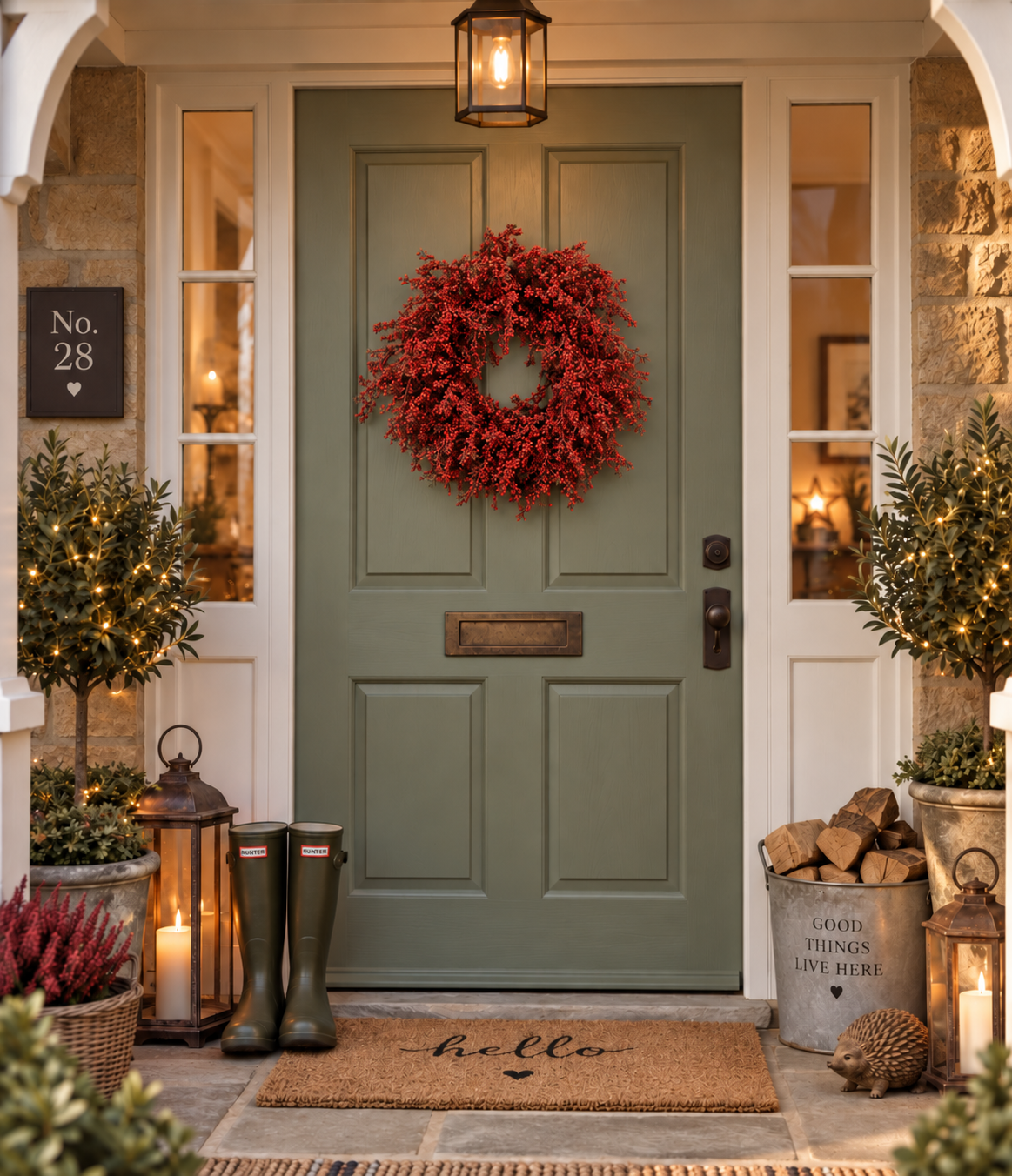 Large Imitation Seasonal Red Berry Wreath