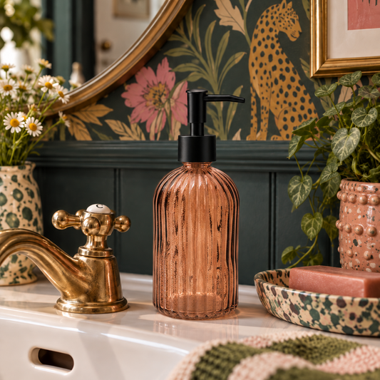 Amber Glass Soap Dispenser