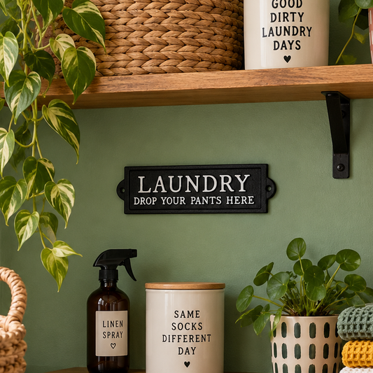 Drop Your Pants Here Laundry Cast Iron Sign
