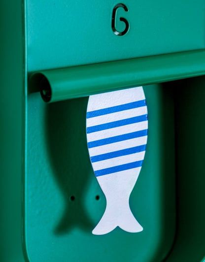Teal With Blue/White Sardine Clock