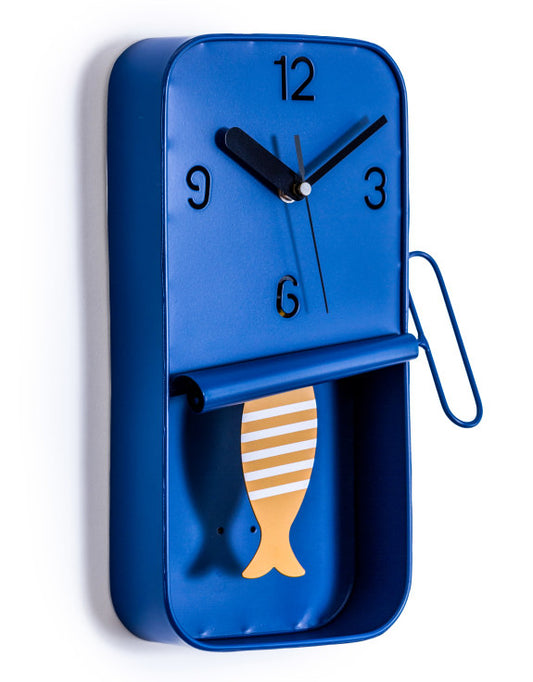 Navy Blue With Yellow/White Sardine Clock