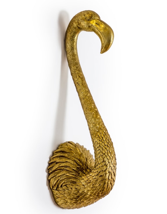 Wall Mounted Head - Gold Flamingo