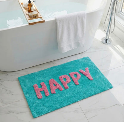 Bath Mat - Happy Turquoise And Pink