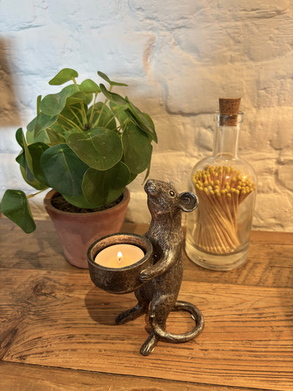 Mouse Tealight Candle Holder - Pewter