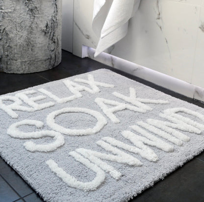 Bath Mat - Relax Soak Unwind Grey