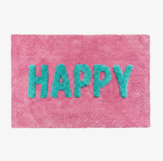 Bath Mat - Happy Pink And Turquoise