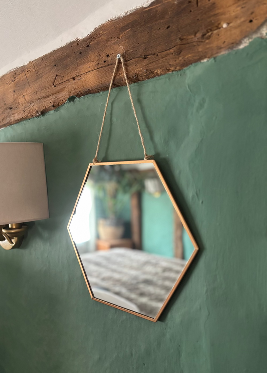 Copper Effect Geometric Mirror