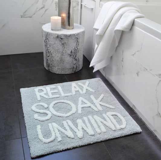Bath Mat - Relax Soak Unwind Grey