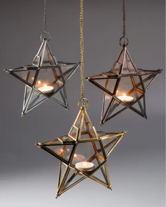 Silver Hanging Glass Star