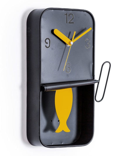 Black And Mustard Sardine Clock
