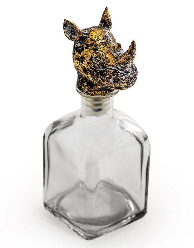 Bottle With Stopper - Antiqued Rhino
