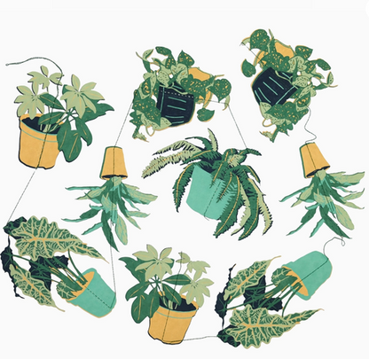 Sewn Vertical Wall Hanging - Houseplants