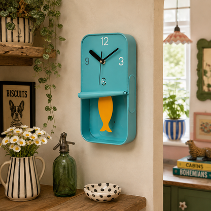 Aquamarine With Yellow Sardine Clock