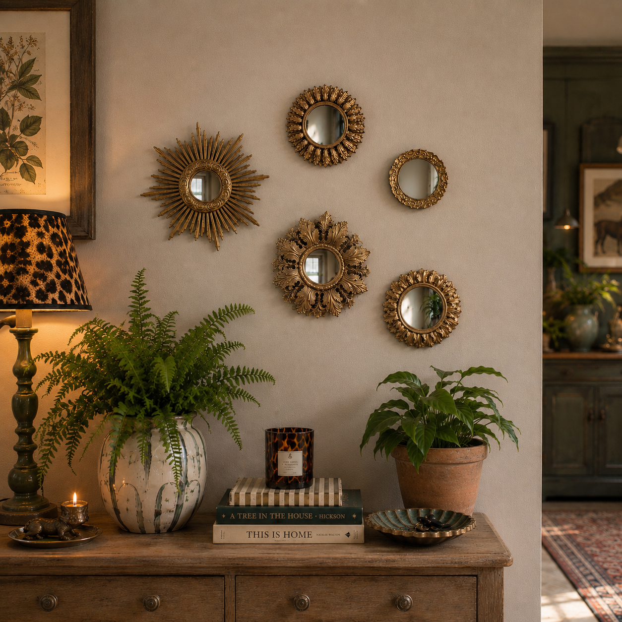 Family Of Small Antiqued Gold Mirrors