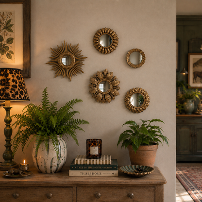 Family Of Small Antiqued Gold Mirrors