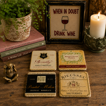 Wine Inspired Set Of 4 Coasters