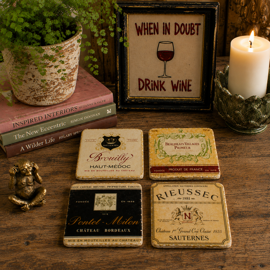Wine Inspired Set Of 4 Coasters